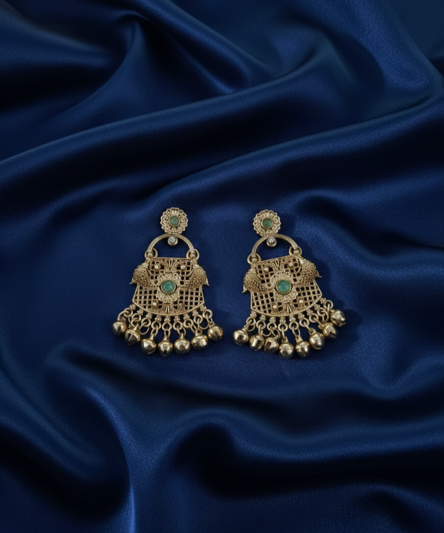 Antique Gold Dangle Drop Ghungroos Earrings For Woman & Girls