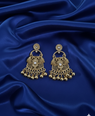 Antique Gold Dangle Drop Ghungroos Earrings For Woman & Girls