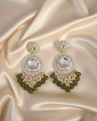 Kundan Drop Earrings with Seed Pearls