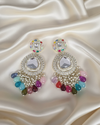 Kundan Drop Earrings with Seed Pearls