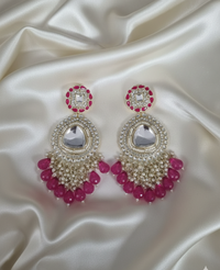 Kundan Drop Earrings with Seed Pearls