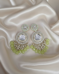 Kundan Drop Earrings with Seed Pearls