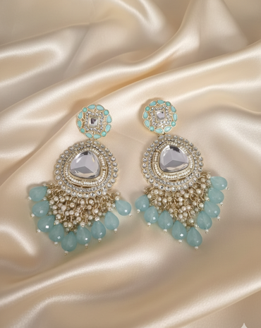 Kundan Drop Earrings with Seed Pearls