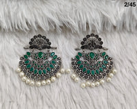 Elegant Oxidized Silver Earrings with Pearls – Traditional Indian Jewelry