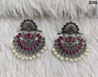 Elegant Oxidized Silver Earrings with Pearls – Traditional Indian Jewelry