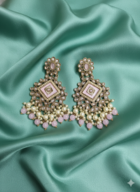 Blush Pink Enamel Floral Pearl Drops Earrings