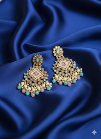 Blush Pink Enamel Floral Pearl Drops Earrings