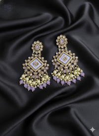 Blush Pink Enamel Floral Pearl Drops Earrings