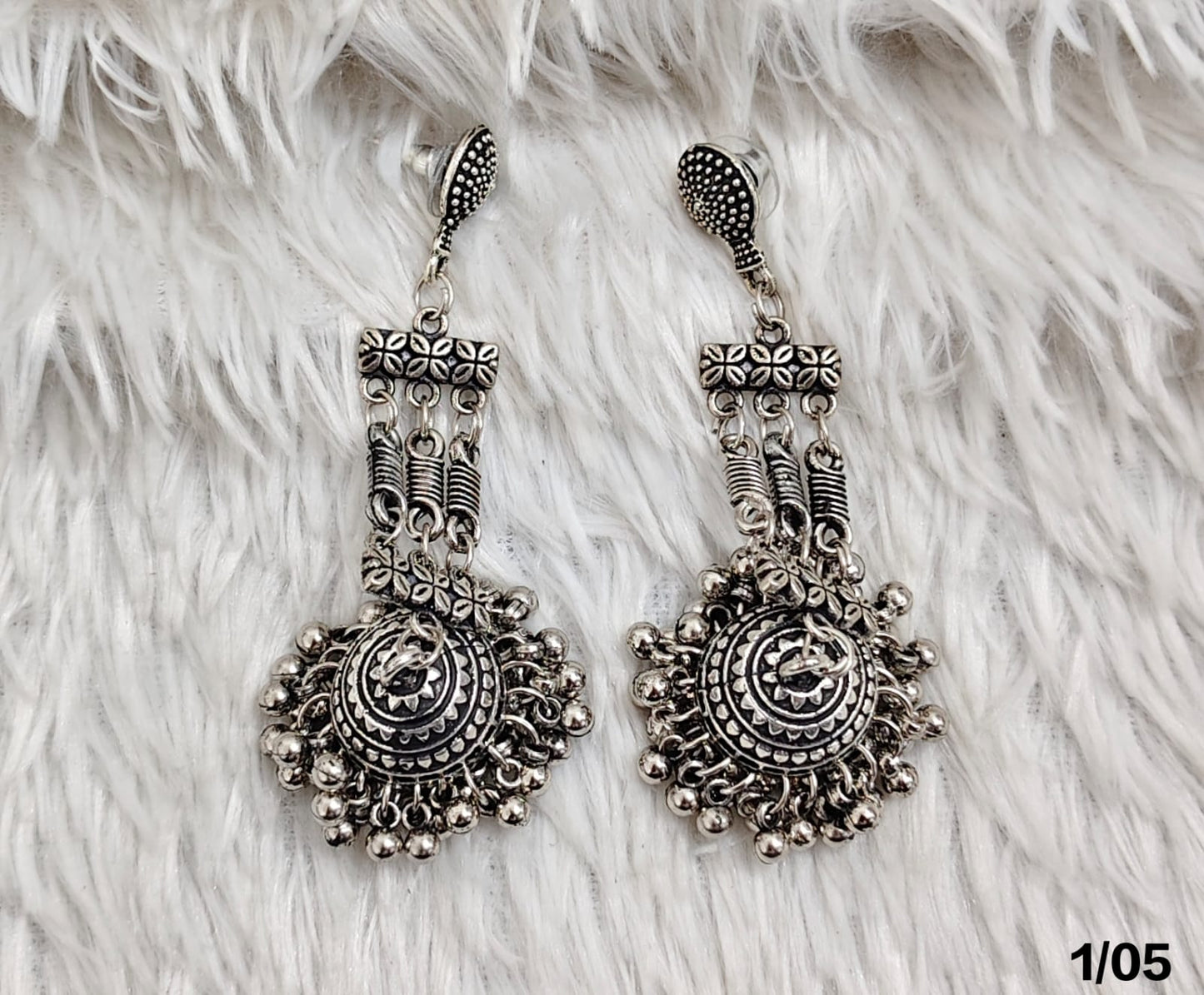 Bohemian Silver Tribal Dangle Earrings – Vintage Inspired Handmade Jewelry