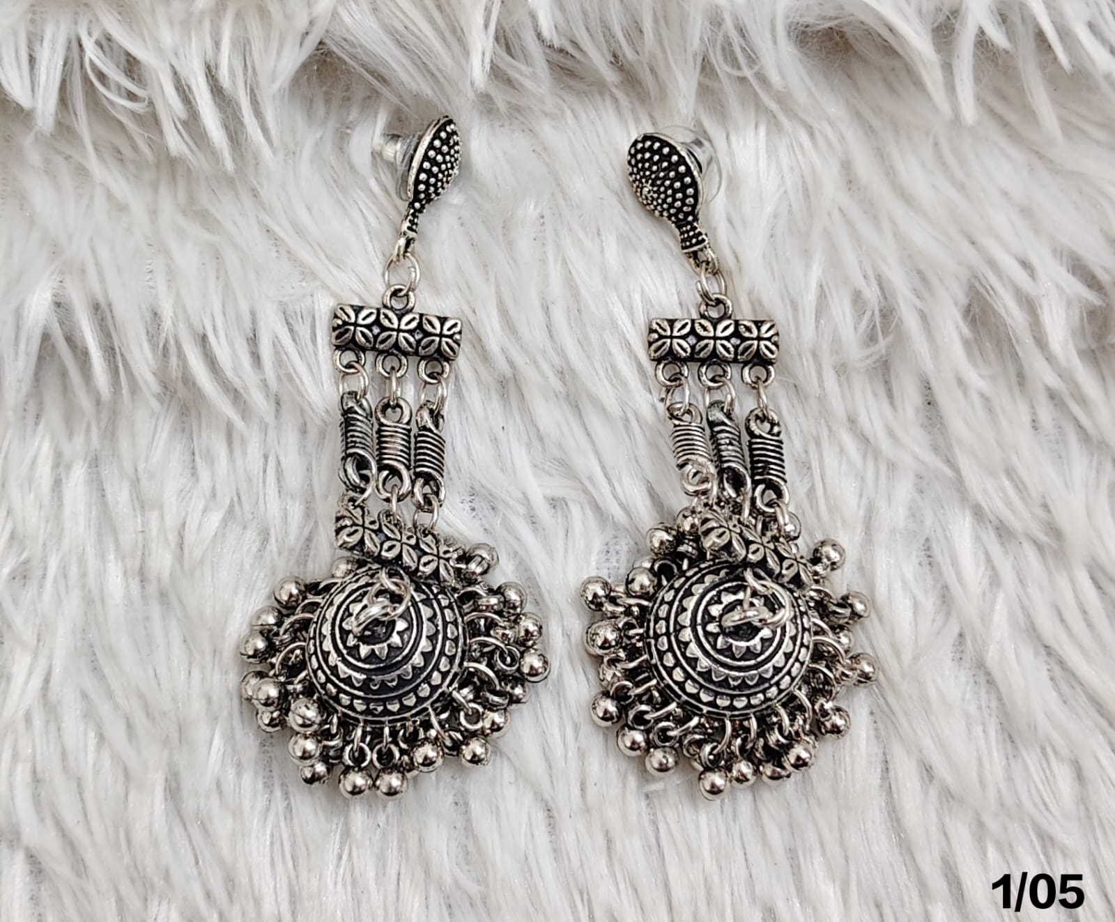 Bohemian Silver Tribal Dangle Earrings – Vintage Inspired Handmade Jewelry