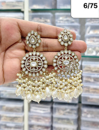 Traditional CZ Kundan Beaded Jhumka Earrings – Lucentemarket