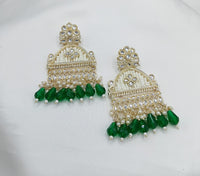 Floral Design CZ Beaded Jhumka Earrings
