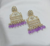Floral Design CZ Beaded Jhumka Earrings