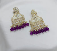 Floral Design CZ Beaded Jhumka Earrings