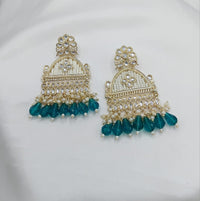 Floral Design CZ Beaded Jhumka Earrings