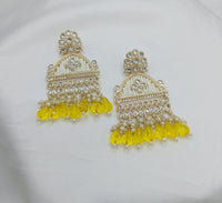 Floral Design CZ Beaded Jhumka Earrings