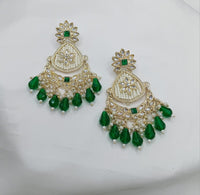 Floral Design CZ Beaded Drop Earrings