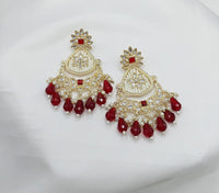 Floral Design CZ Beaded Drop Earrings