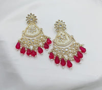 Floral Design CZ Beaded Drop Earrings