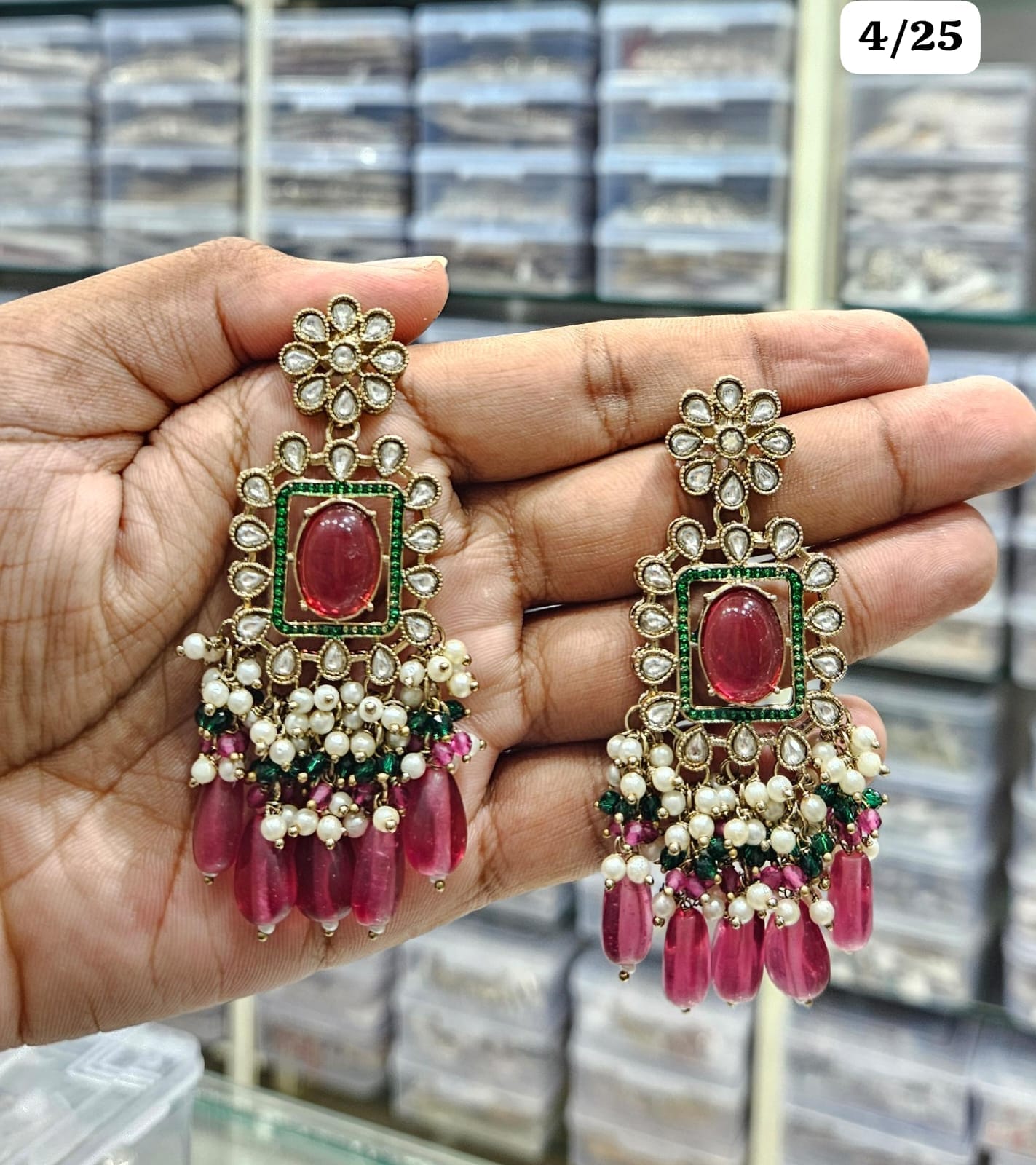 Elegant Chandbali Earrings with Beads and Pearl Accents - Lucentemarket