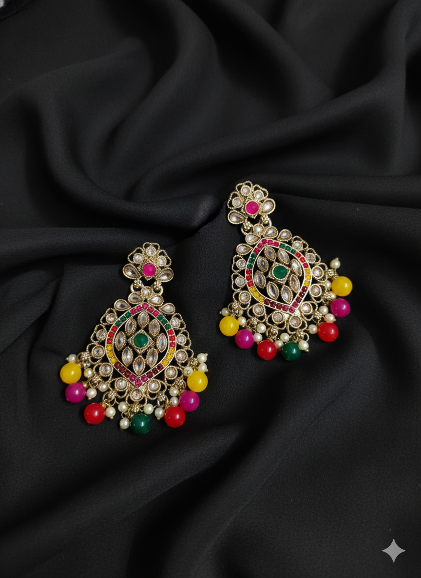 Sunshine Yellow Meenakari Chandelier Earrings