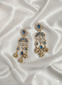 Royal Blue Triple-Tier Drop Dangles  Earrings