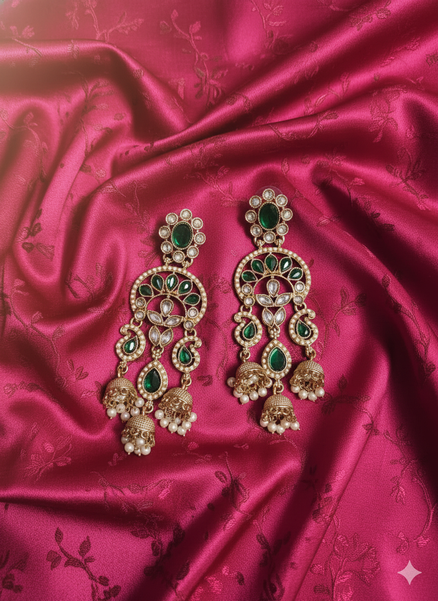 Royal Blue Triple-Tier Drop Dangles  Earrings