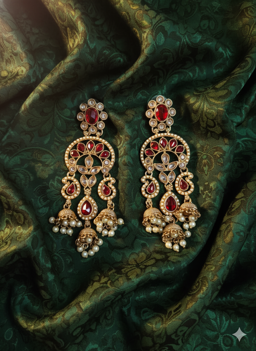 Royal Blue Triple-Tier Drop Dangles  Earrings