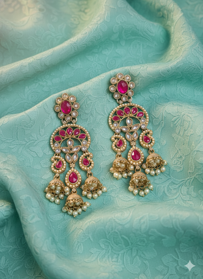 Royal Blue Triple-Tier Drop Dangles  Earrings