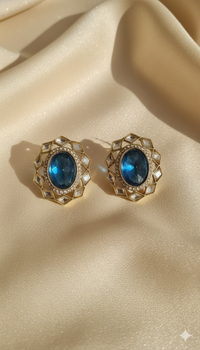 Sapphire Blue Oval Crystal Tops for Women