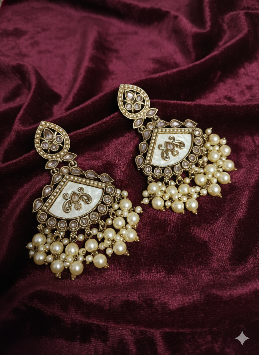 Ruby Red Meenakari Chandelier Drop  Earrings