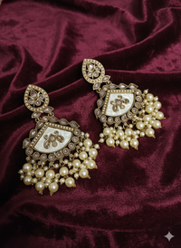 Ruby Red Meenakari Chandelier Drop  Earrings