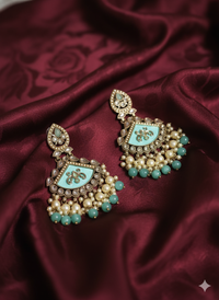 Ruby Red Meenakari Chandelier Drop  Earrings