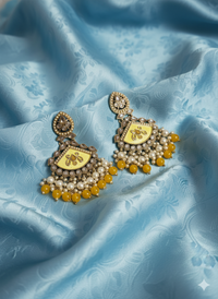 Ruby Red Meenakari Chandelier Drop  Earrings
