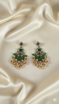 Champagne Gold & LCD Stone Chandelier Earrings