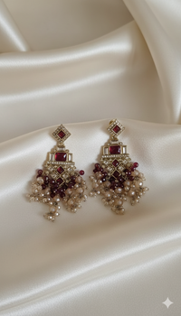 Champagne Gold & LCD Stone Chandelier Earrings