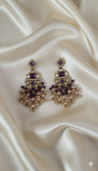 Champagne Gold & LCD Stone Chandelier Earrings