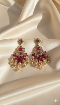 Champagne Gold & LCD Stone Chandelier Earrings