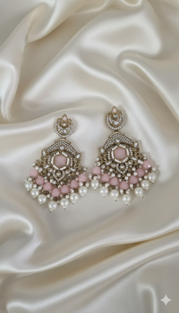 Lavender Floral Pearl Beaded Dangles Earrings