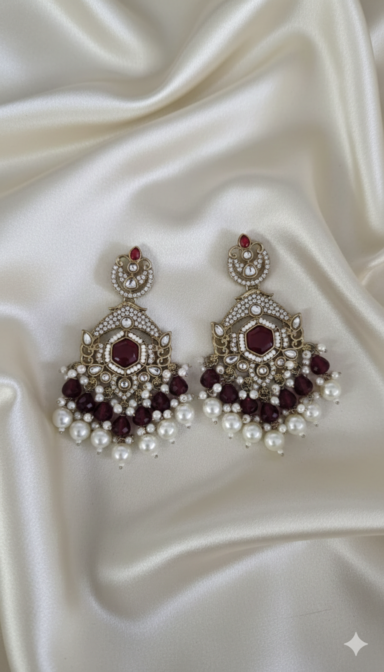 Lavender Floral Pearl Beaded Dangles Earrings