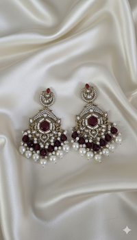 Lavender Floral Pearl Beaded Dangles Earrings