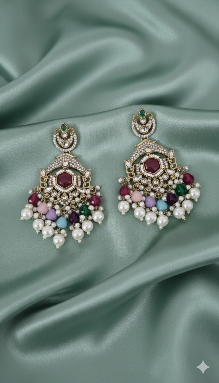 Lavender Floral Pearl Beaded Dangles Earrings