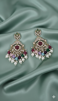 Lavender Floral Pearl Beaded Dangles Earrings