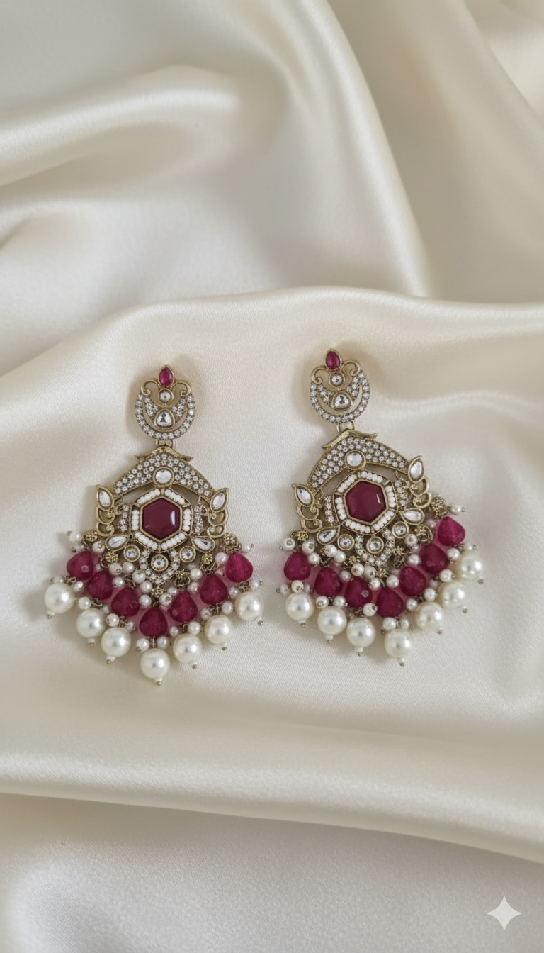 Lavender Floral Pearl Beaded Dangles Earrings