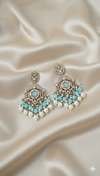 Lavender Floral Pearl Beaded Dangles Earrings
