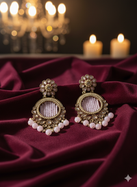 Elegant Mint & Pink Drop Dangles Earrings