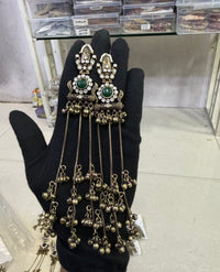 Oxidized Gold Long Kashmiri Earrings