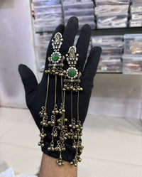 Oxidized Gold Long Kashmiri Earrings