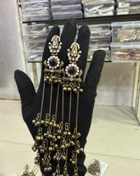 Oxidized Gold Long Kashmiri Earrings