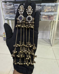 Oxidized Gold Long Kashmiri Earrings
